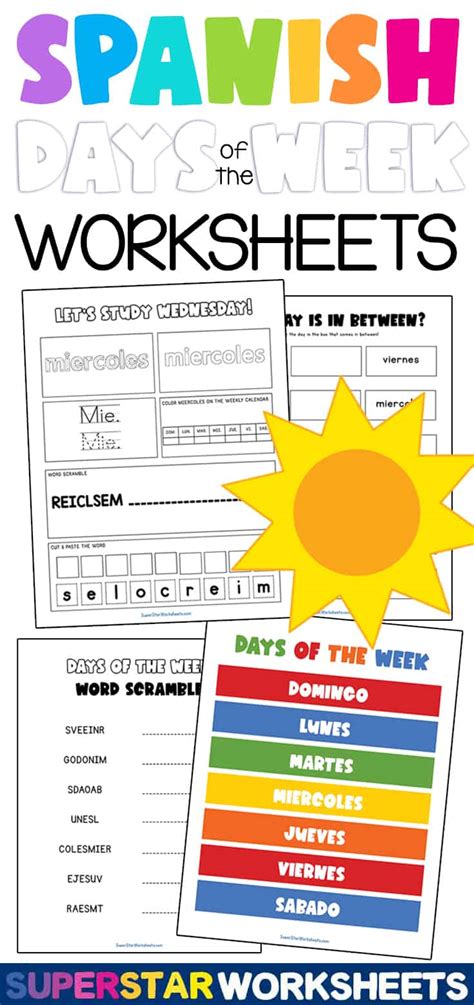 Spanish Days Of Week Worksheet