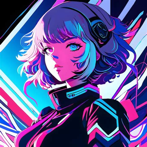 Premium AI Image | an anime woman with futuristic style and neon lights