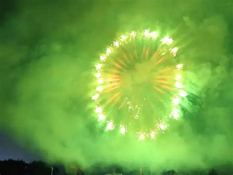 Green fireworks are a result of barium salts exploding in the sky ...