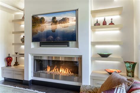 tv wall design with fireplace