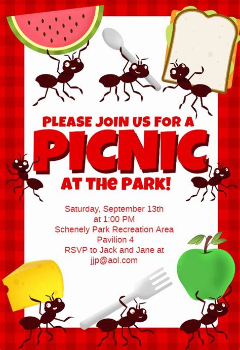 Elegant Picnic Invitation Template in 2020 | Picnic invitations, Party ...