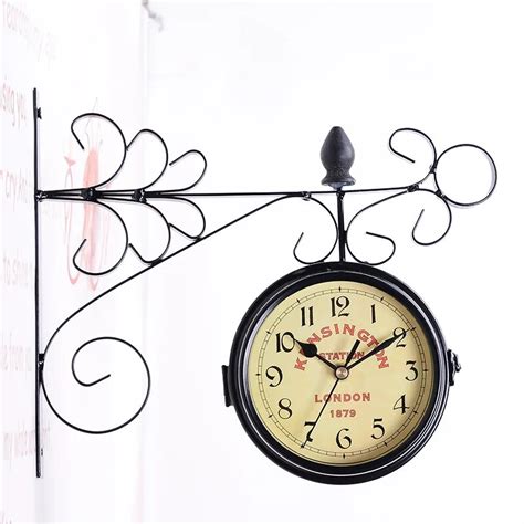 TUDA Free Shipping Retro Round Quartz Wall Clock Wrought Iron Metal ...