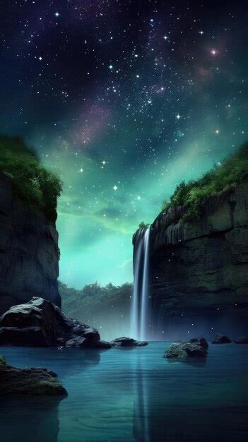 Premium AI Image | A waterfall in the night sky