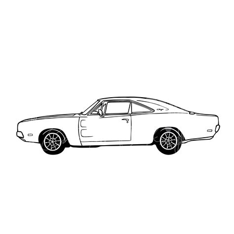 1969 60's Dodge Charger Classic Car Vehicle Line Drawing/illustration ...