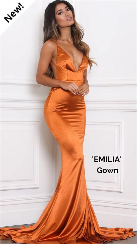 Elegant Formal Orange Rust Prom Homecoming Evening Mermaid Maxi Long ...