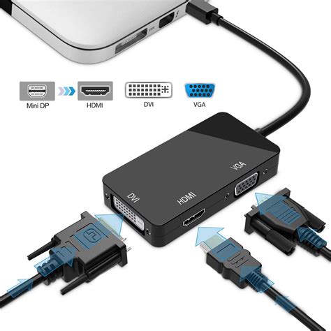 3 in 1 Mini Display Port Adapter Converter to HDMI VGA DVI, Mini DP 1.1 ...