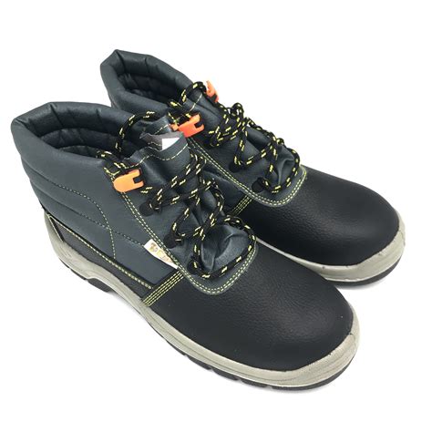 Black genuine leather safety shoes with CE ,Anti static construction ...