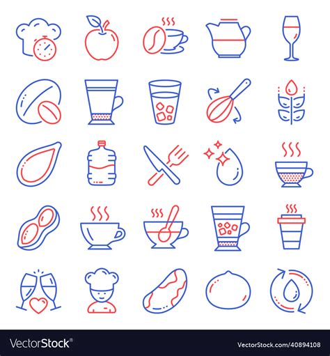 Food and drink icons set included icon Royalty Free Vector