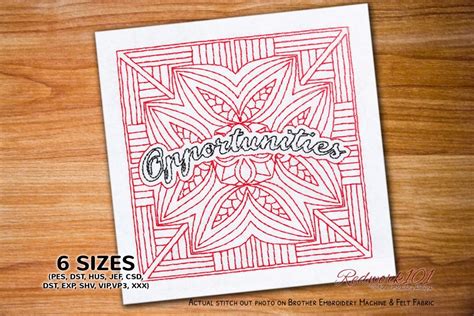 Opportunities Word - Lineart Machine Embroidery Designs - Redwork101