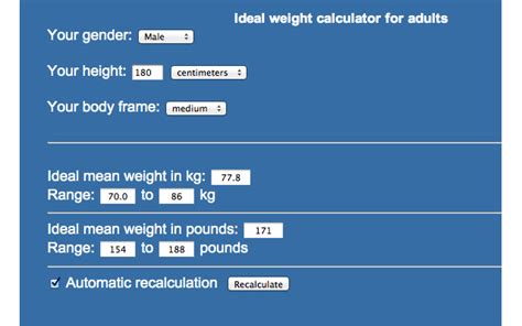 Ideal Weight Calculator - Chrome Web Store