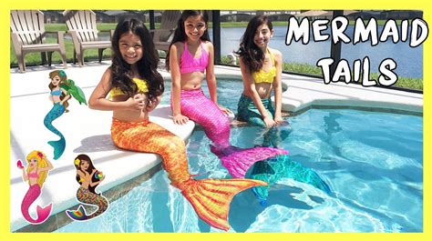 FIN FUN MERMAID TAILS - Live Mermaids Swimming In Our Pool - YouTube