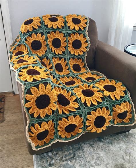 Sunflower Square Blanket Crochet Pattern PATTERN ONLY - Etsy Canada