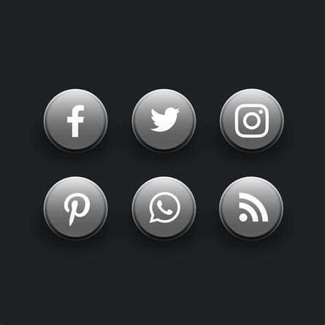 Social Media Icons Pack In Button Style Download Free Vector Art ...