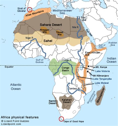 West Africa Physical Features Map Labeled