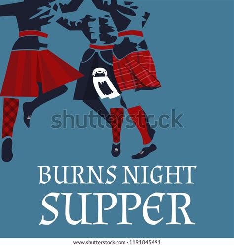 Burns Night Supper Card Dancing Men Stock Vector (Royalty Free) 1191845491