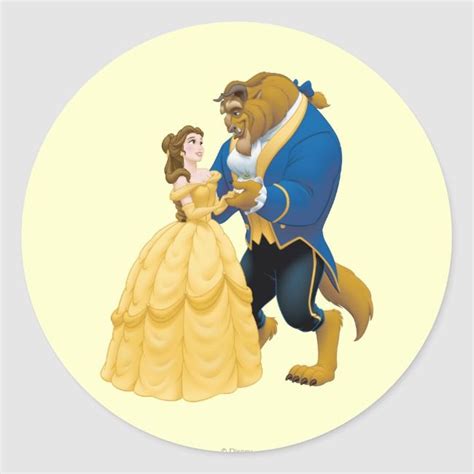 Belle and Beast Dancing Classic Round Sticker | Zazzle.com | Belle and ...