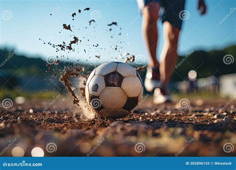 A Soccer Ball Being Hit by a Person on the Ground Stock Illustration ...