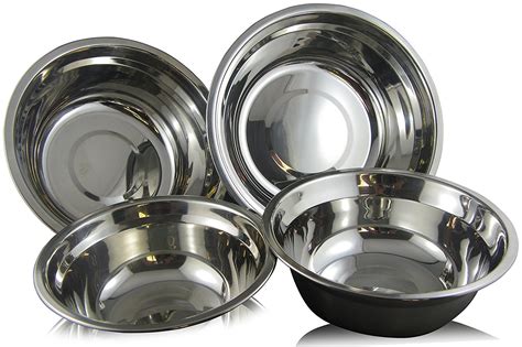 Checkered Chef Stainless Steel Mixing Bowl Set, 4 Metal Prep Bowls ...