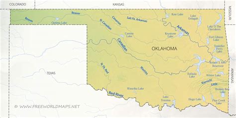 Physical map of Oklahoma