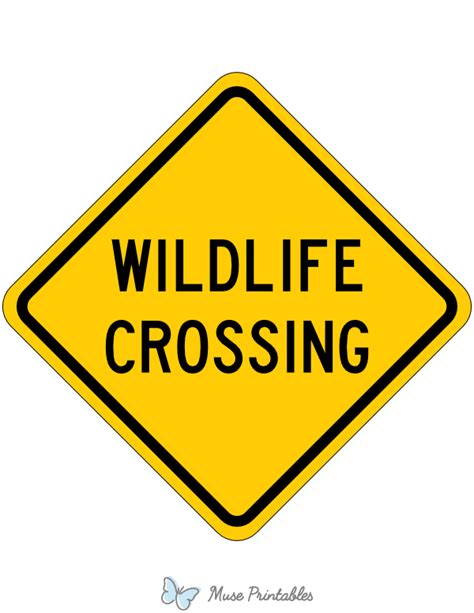 Printable Wildlife Crossing Sign