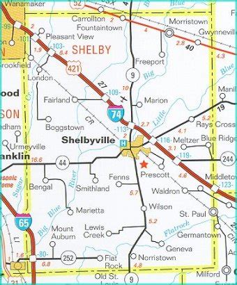 Map Of Shelby County Indiana - Cities And Towns Map