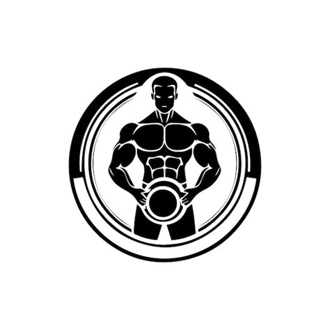 Premium Vector | Gym fitness logo design black and white handdrawn ...