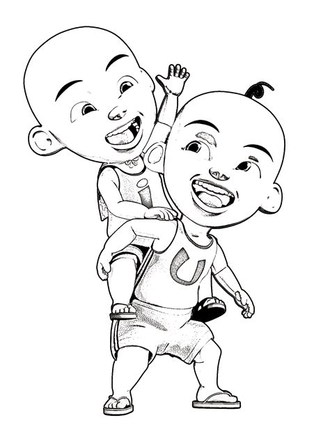 Gambar Kartun Upin Ipin Sketch Coloring Page