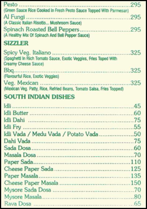 Greens Restaurant Menu, Menu for Greens Restaurant, Malad West, Western ...