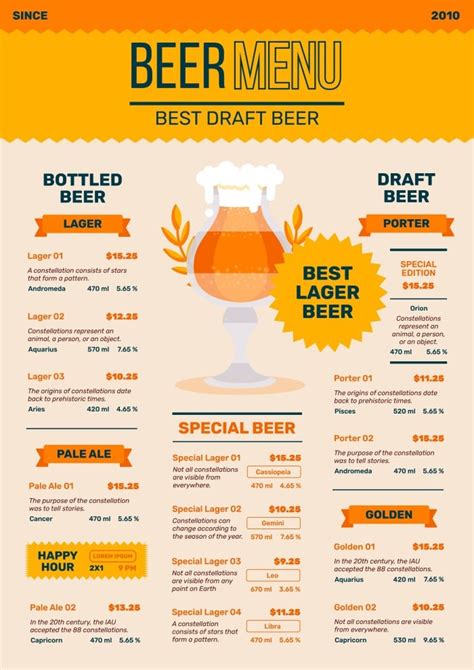 Customize and download this Hand-drawn Best Larger Beer Menu template