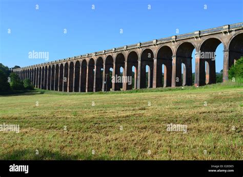 The Ouse Valley train viaduct in Sussex, England. Built in 1887 and is ...