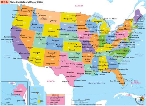 USA Major Cities | Us map with cities, Us state map, United states map