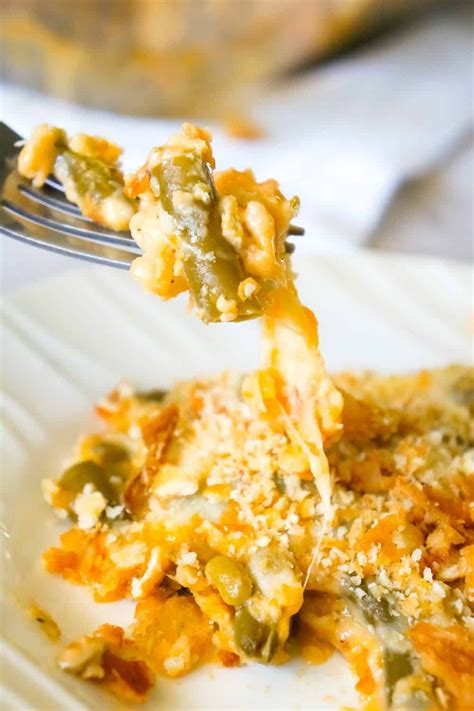 Cheesy Green Bean Casserole is an easy side dish recipe made with ...