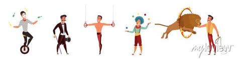 Circus characters set vector illustration. cartoon isolated circus ...