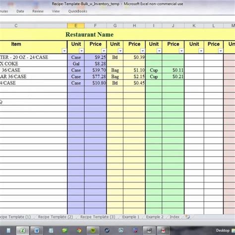 Recipe Spreadsheet regarding Food Cost Spreadsheet Template Free And ...