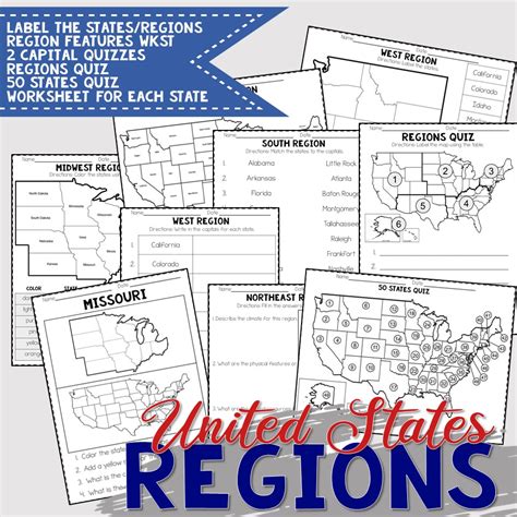 Printable Us Regions Worksheets