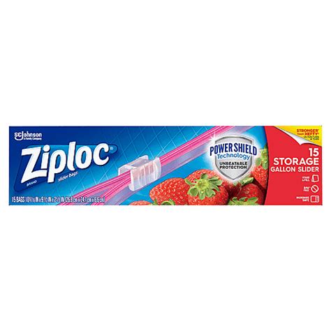 Ziploc Slider Bags, Storage, Gallon 15 Ea | Plastic Bags | Quality Foods