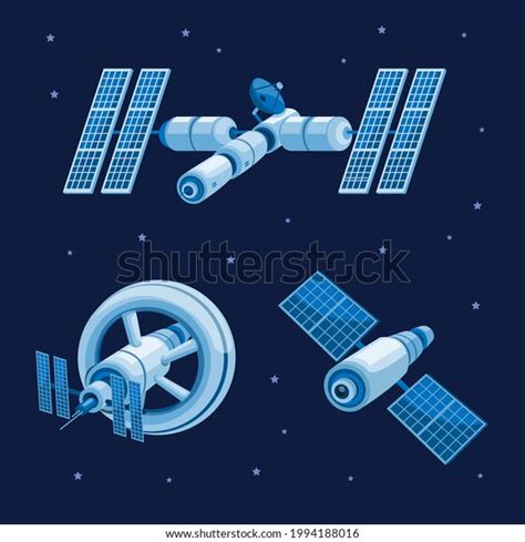 Space Station Satellite Orbit Galaxy Collection Stock Vector (Royalty ...