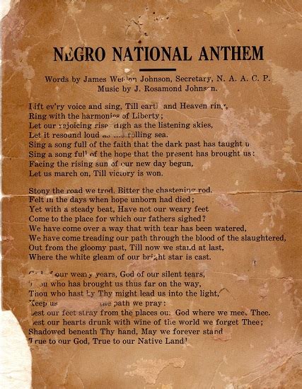 THE NEGRO NATIONAL ANTHEM. by James Weldon [words] & J. Rosamond ...