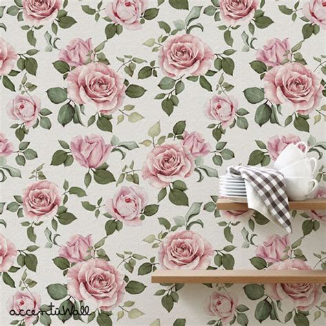 ROSE WALLPAPER Peel & Stick Fabric Wallpaper Repositionable - Etsy