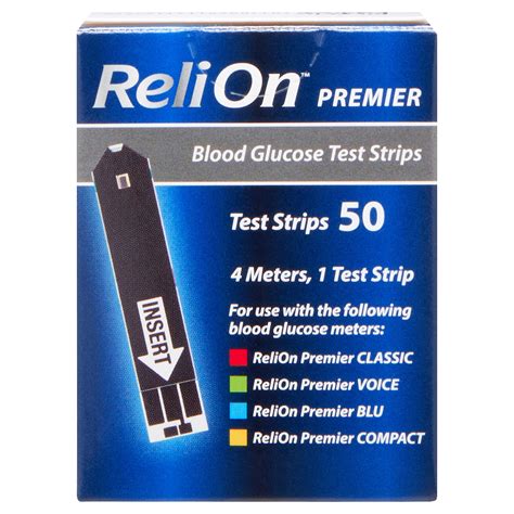 ReliOn Premier Blood Glucose Test Strips, 50 Count - Walmart.com