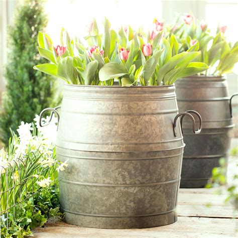 Galvanized Metal Barrel Planter | The Green Head