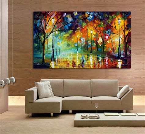 Romantic Park Night Abstract Canvas Landscape Painting Picture ...