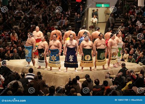 High Ranking Sumo Wrestlers Lined Up For Welcome Editorial Stock Image ...