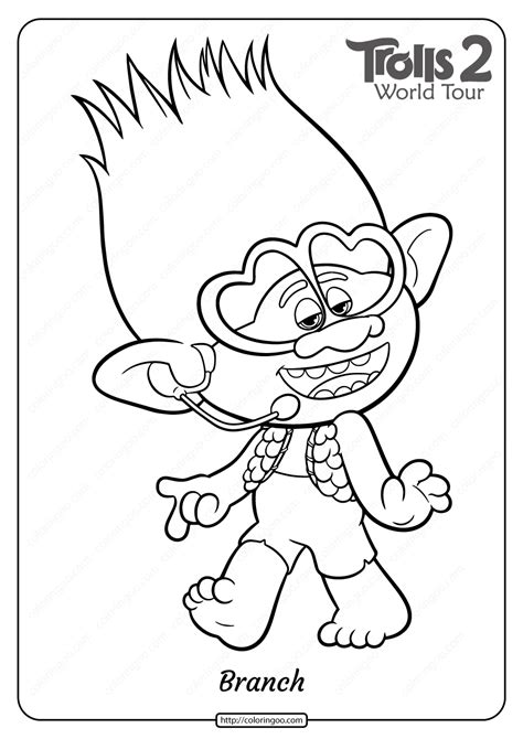 Printable Trolls 2 Branch Pdf Coloring Page | Poppy coloring page ...