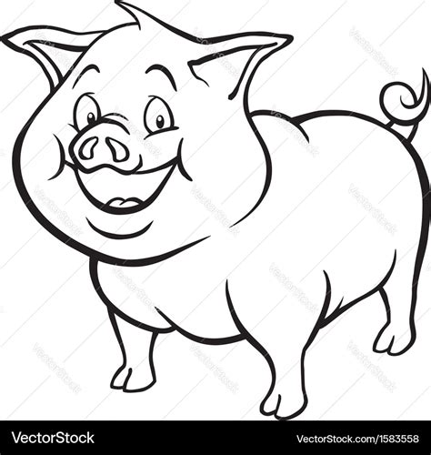 Black and white cartoon pig Royalty Free Vector Image