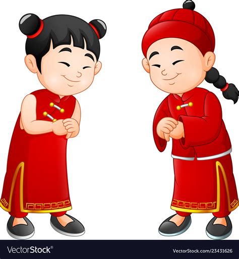 Cartoon chinese kids Royalty Free Vector Image