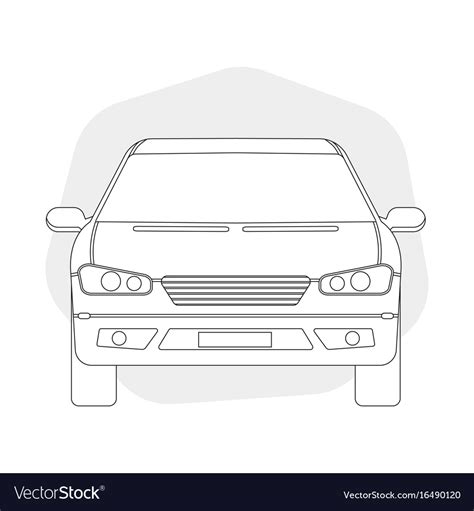 Front view line outline car Royalty Free Vector Image