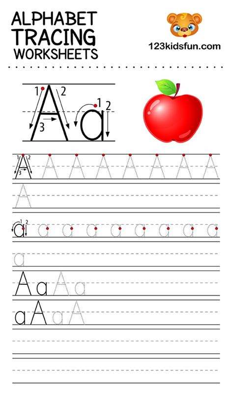 Alphabet Tracing Worksheets A-Z free Printable for Kids. | 123 Kids Fun ...