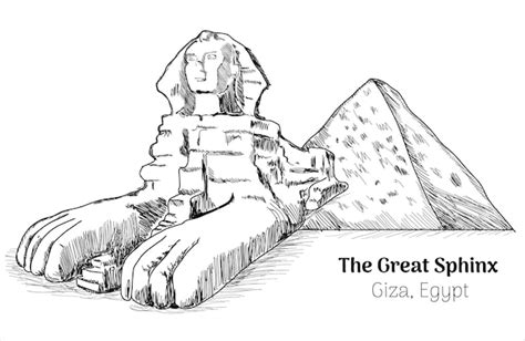 Premium Vector | The great sphinxthe great sphinx giza hand drawing ...