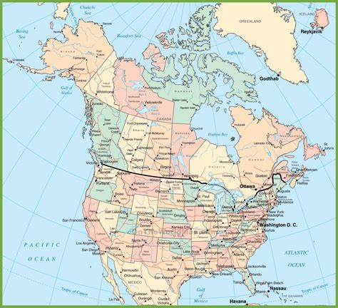 USA and Canada map - Ontheworldmap.com